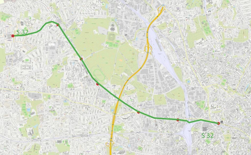 Die S32 verläuft von der Holstenstraße unterhalb der Stresemannstraße bzw. Luruper Chausse